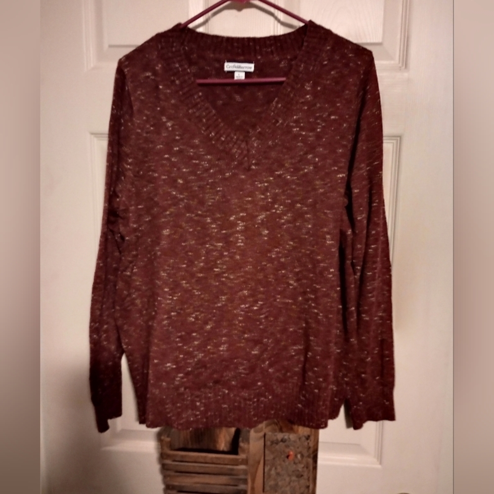 Croft & Barrow Maroon V-Neck Sweater Size Large